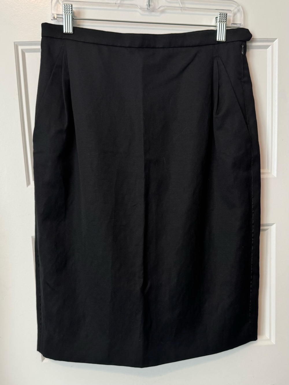 Nicole Farhi Black Tailored Pencil Skirt Size 6 Wool Linen Blend